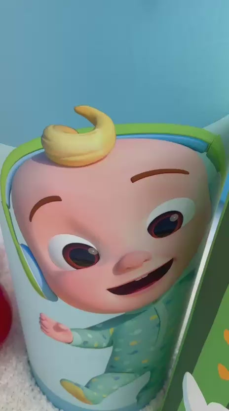 Close-up video of Cocomelon themed birthday decoration details, part of a Fantasy Entertainments party decoration package in Miami.